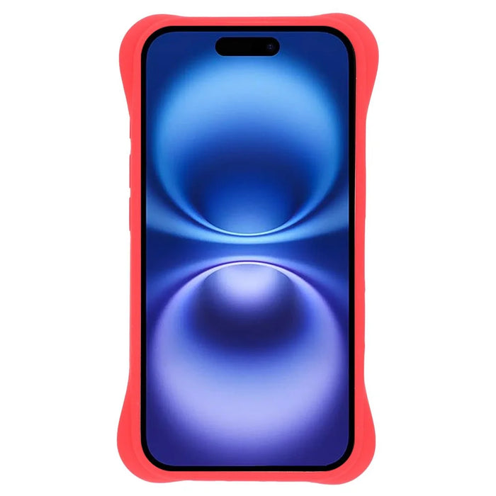 For iPhone 16 Case with Multi Holes Four Corners Shockproof Silicone + PC Phone Back Cover - Red - 2