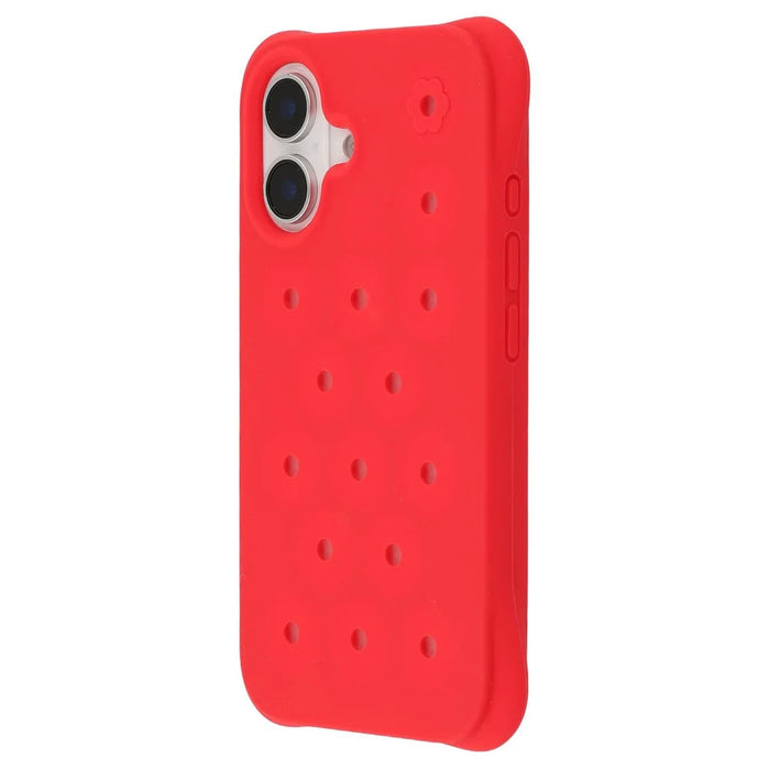 For iPhone 16 Case with Multi Holes Four Corners Shockproof Silicone + PC Phone Back Cover - Red - 4