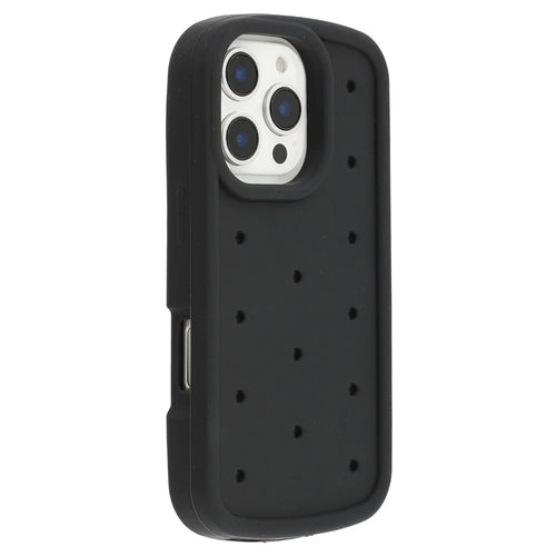 For iPhone 16 Pro Silicone Case Multi Hole Design Shockproof Phone Back Cover - Black - 1