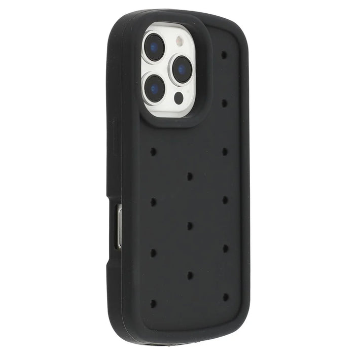 For iPhone 16 Pro Silicone Case Multi Hole Design Shockproof Phone Back Cover - Black - 1