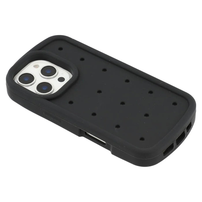 For iPhone 16 Pro Silicone Case Multi Hole Design Shockproof Phone Back Cover - Black - 5