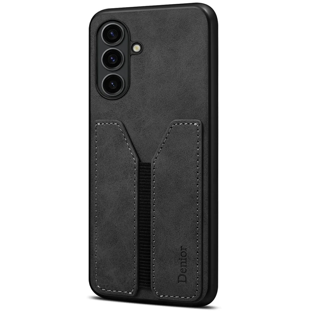 DENIOR For Samsung Galaxy A36 5G Case Elastic Card Holder PU Leather + TPU + PC Phone Cover - Black - 2