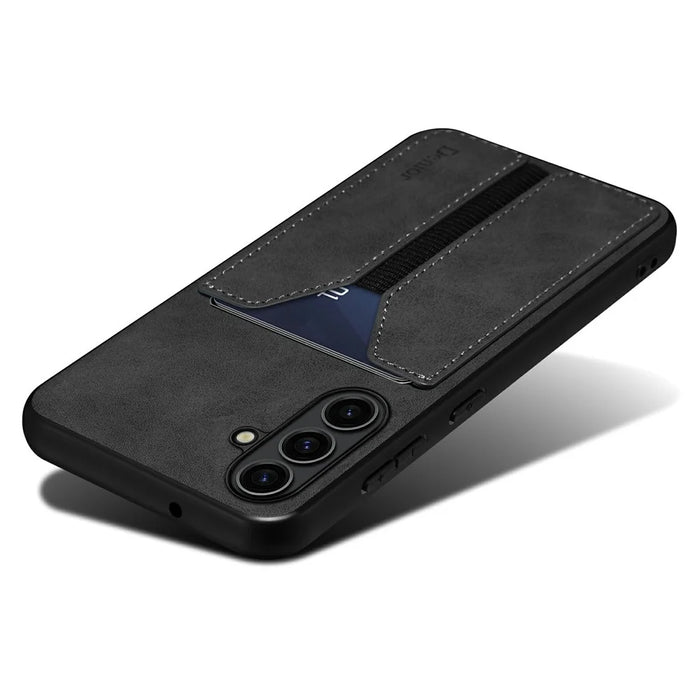 DENIOR For Samsung Galaxy A36 5G Case Elastic Card Holder PU Leather + TPU + PC Phone Cover - Black - 4