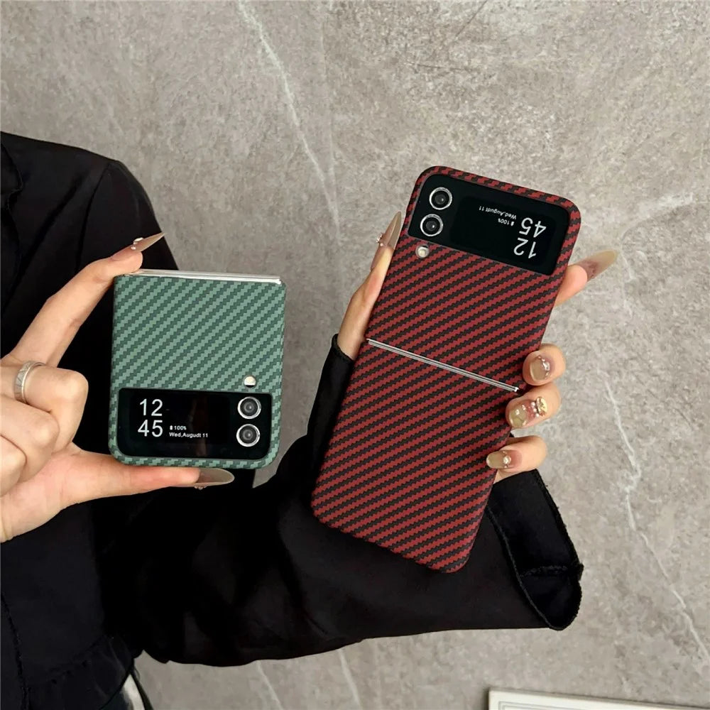 For Samsung Galaxy Z Flip3 5G Magnetic Case Carbon Fiber Texture Slim Shockproof PC Phone Cover - Red - 7