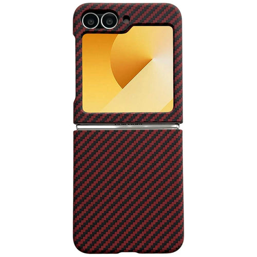 For Samsung Galaxy Z Flip7 FE 5G / Z Flip6 5G Magnetic Case Carbon Fiber Texture Slim Shockproof PC Phone Cover - Red - 1