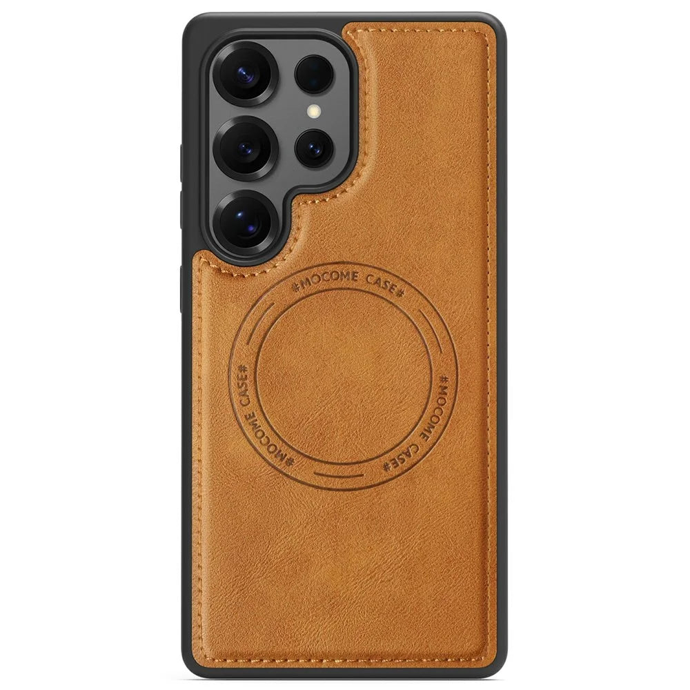 For Samsung Galaxy S25 Ultra Magnetic Case Leather Back Phone Cover - Brown - 2