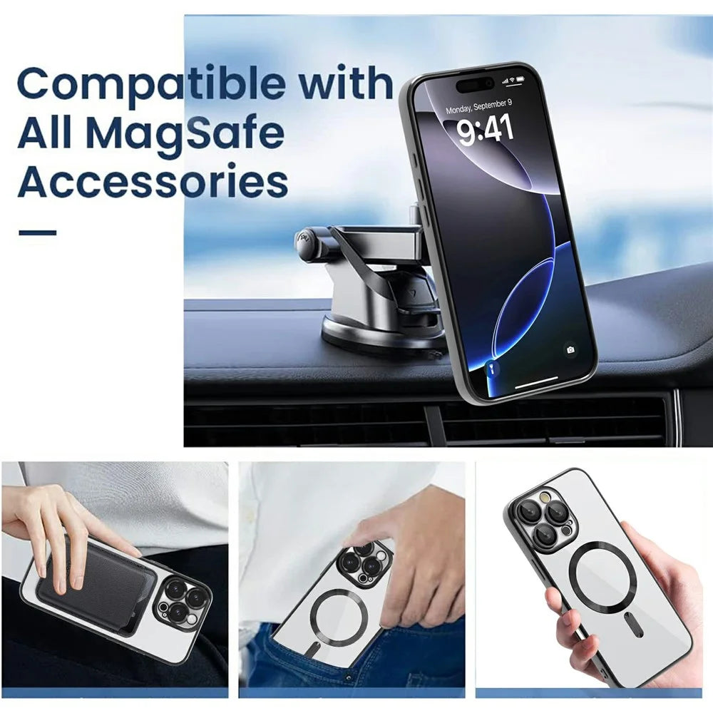 For iPhone 16 Pro Max Case Compatible with MagSafe TPU + PC Clear Back Cover - Black - 2