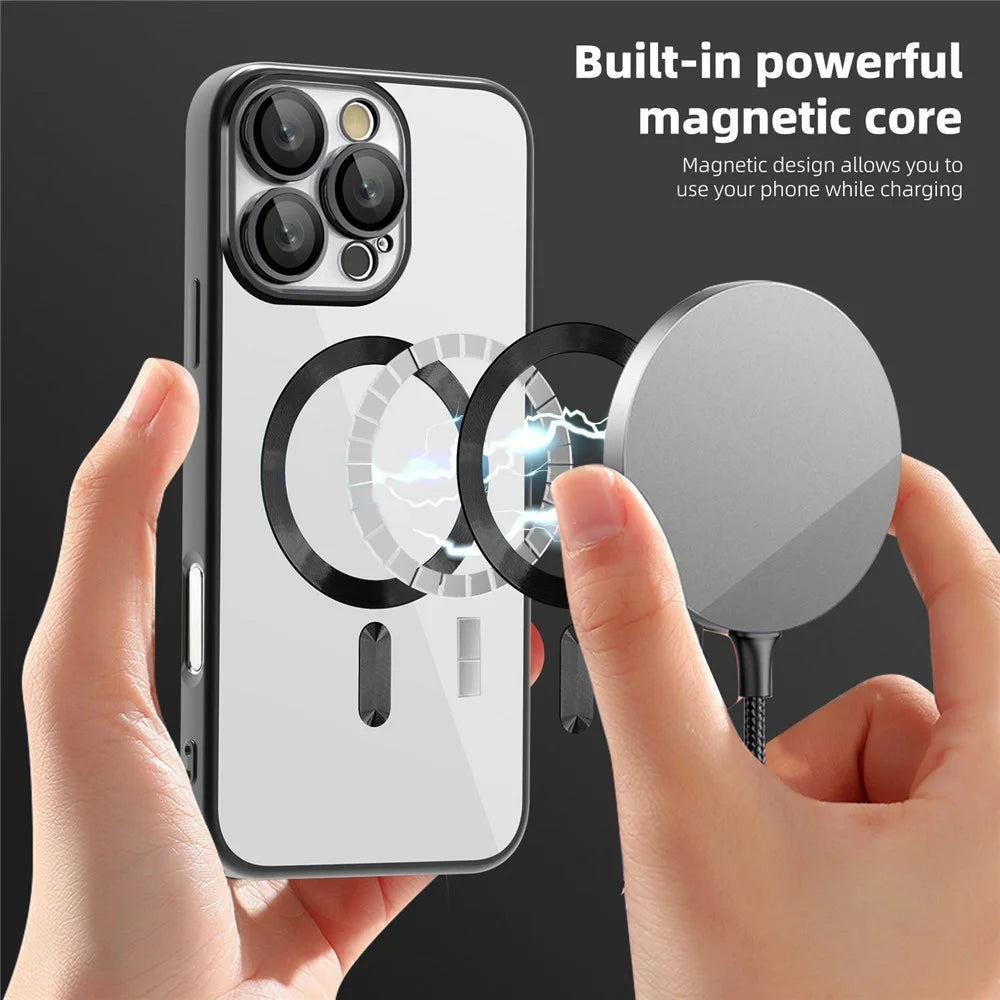 For iPhone 16 Pro Max Case Compatible with MagSafe TPU + PC Clear Back Cover - Black - 3