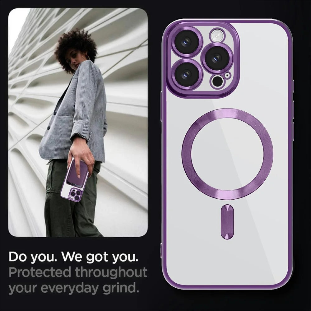 For iPhone 16 Pro Case Compatible with MagSafe TPU + PC Clear Back Cover - Black - 4