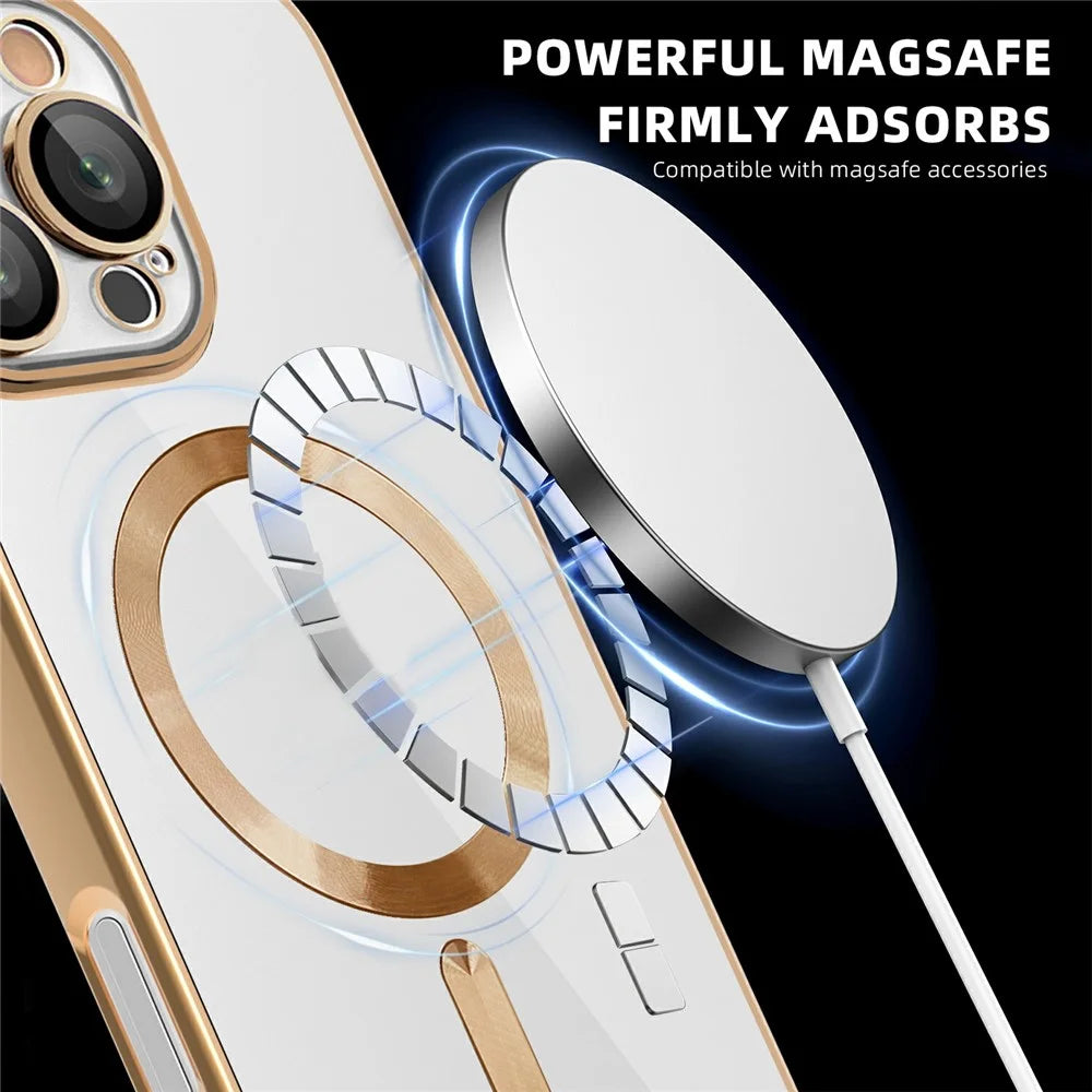 For iPhone 16 Pro Case Compatible with MagSafe TPU + PC Clear Back Cover - Black - 5