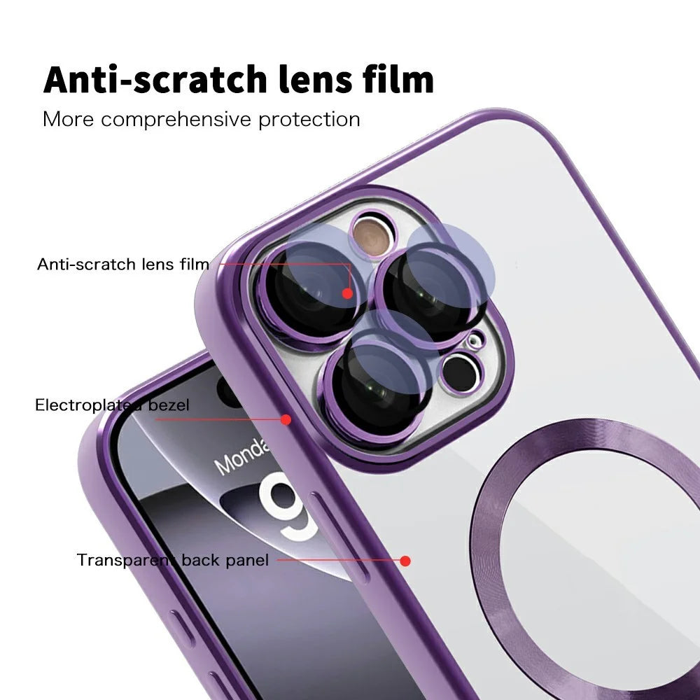 For iPhone 16 Pro Case Compatible with MagSafe TPU + PC Clear Back Cover - Black - 7
