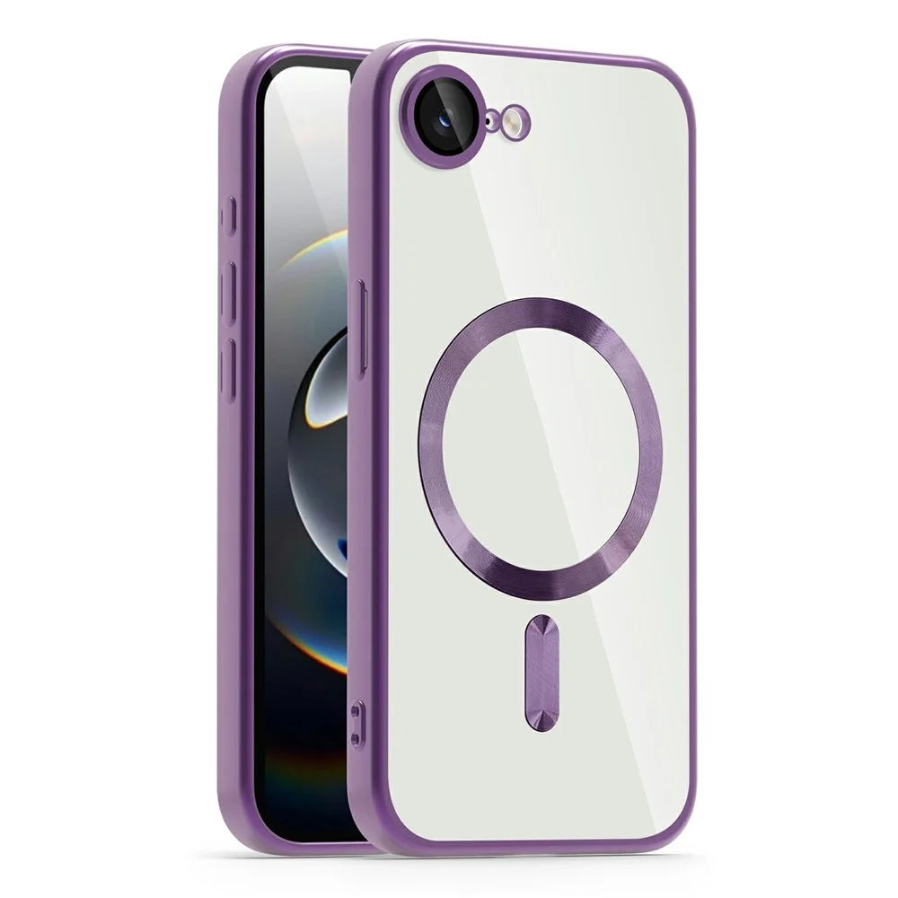 For iPhone 17e / 16e Case Compatible with MagSafe TPU + PC Clear Back Cover - Dark Purple - 1