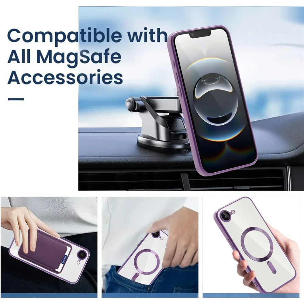 For iPhone 17e / 16e Case Compatible with MagSafe TPU + PC Clear Back Cover - Dark Purple - 2
