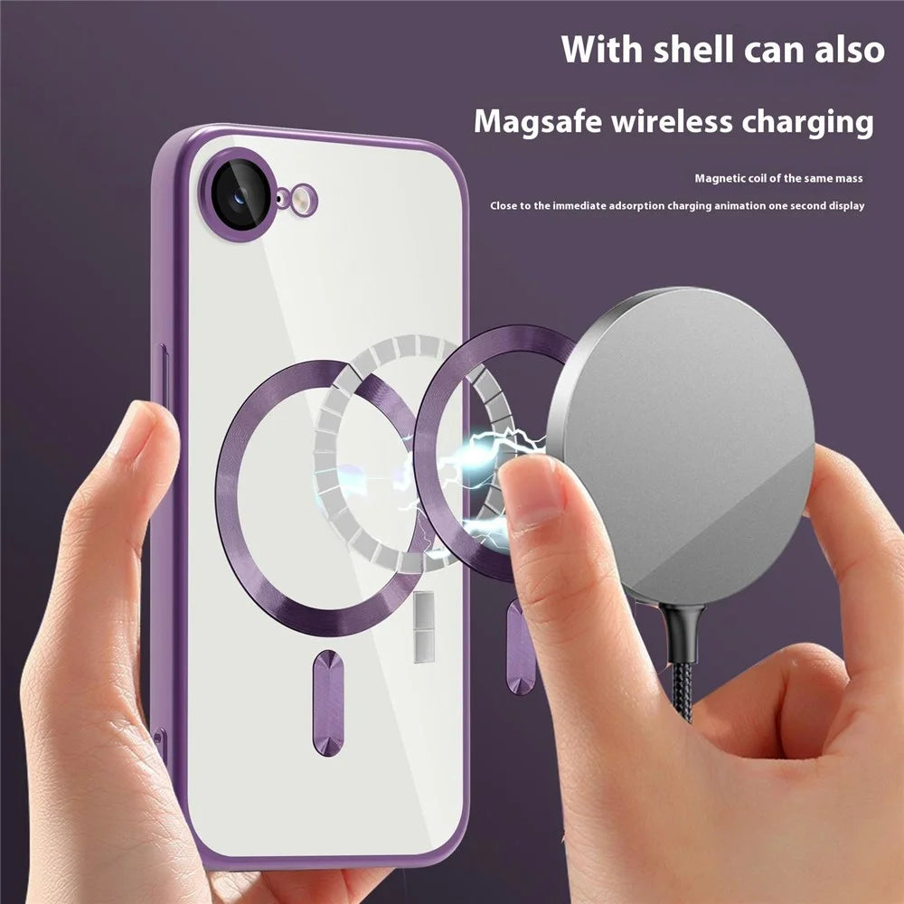 For iPhone 17e / 16e Case Compatible with MagSafe TPU + PC Clear Back Cover - Dark Purple - 4