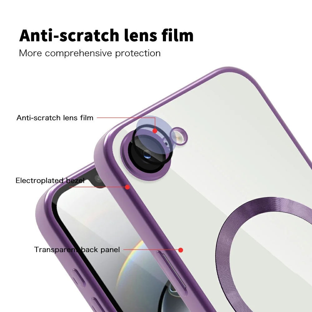 For iPhone 17e / 16e Case Compatible with MagSafe TPU + PC Clear Back Cover - Dark Purple - 6
