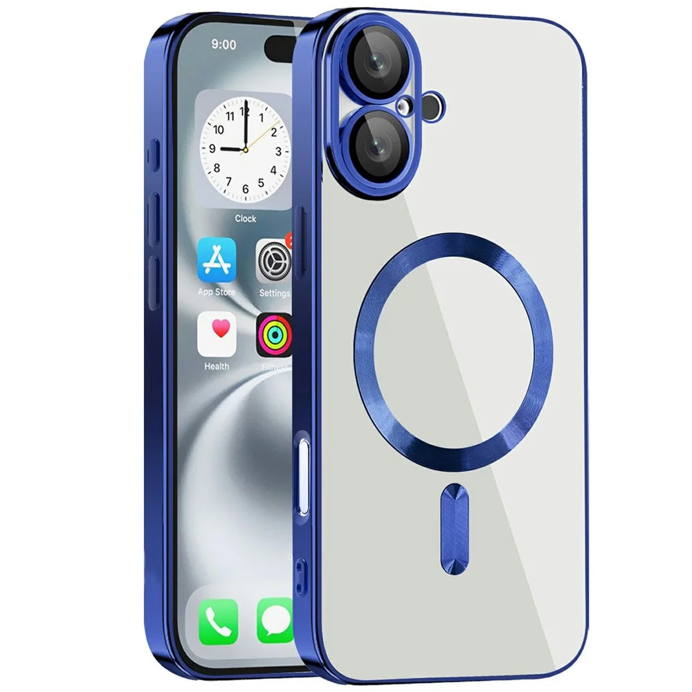 For iPhone 16 Case Compatible with MagSafe TPU + PC Clear Back Cover - Sapphire - 1