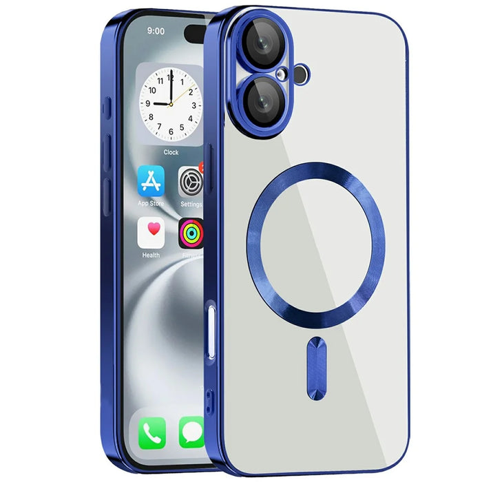 For iPhone 16 Case Compatible with MagSafe TPU + PC Clear Back Cover - Sapphire - 1