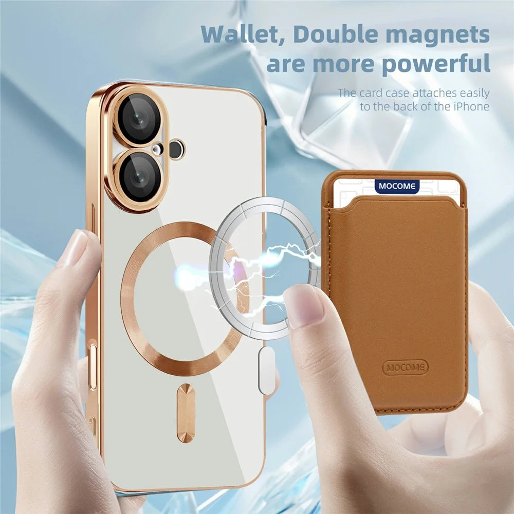 For iPhone 16 Case Compatible with MagSafe TPU + PC Mobile Cover with Card Bag - Brown - 2