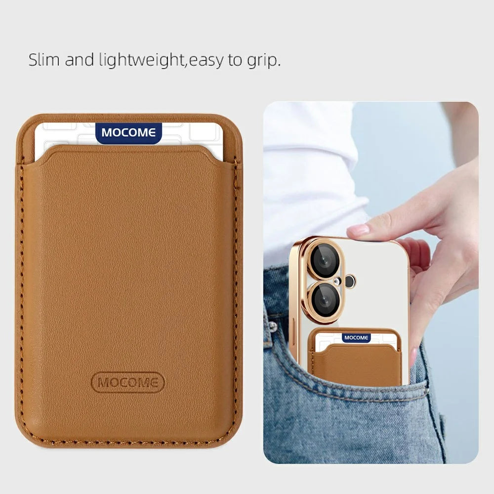 For iPhone 16 Case Compatible with MagSafe TPU + PC Mobile Cover with Card Bag - Brown - 6