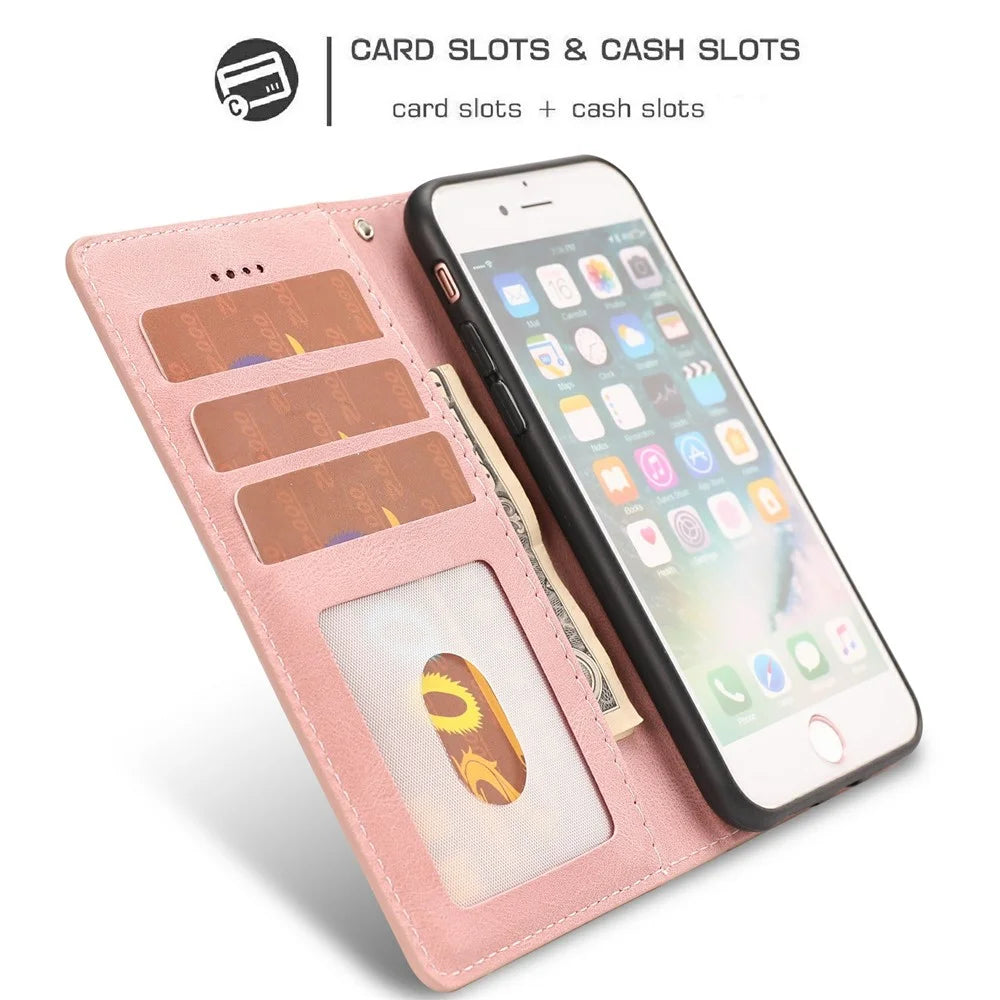 For iPhone 17e / 16e Case PU Leather Phone Cover with Wallet Stand - Pink - 5