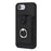 For iPhone 17e / 16e Case with Ring Kickstand Drawing Type Card Slots Leather Back Cover - Black - 2