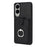 For Samsung Galaxy S25 Edge Case with Ring Kickstand Drawing Type Card Slots Leather Back Cover - Black - 2
