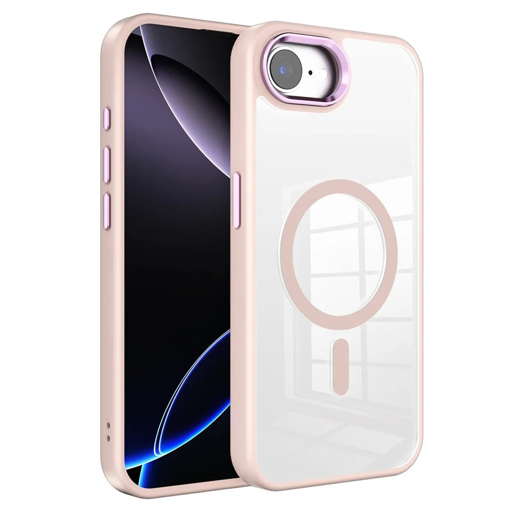 For iPhone 17e / 16e Case Compatible with MagSafe TPU+PC Clear Phone Cover - Pink - 1