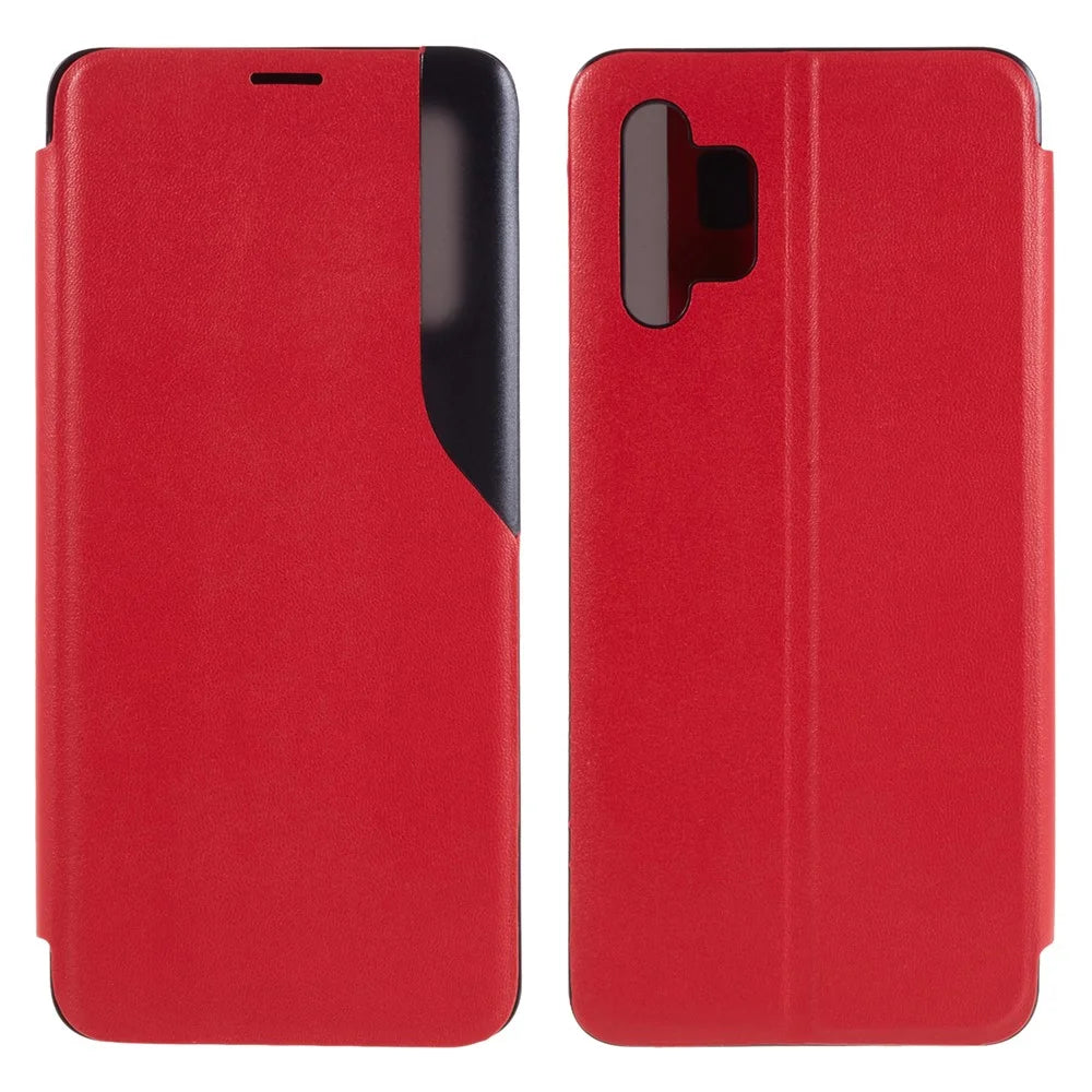 For Samsung Galaxy A32 4G (EU Version) Case View Window PU Leather Stand Cover - Red - 1