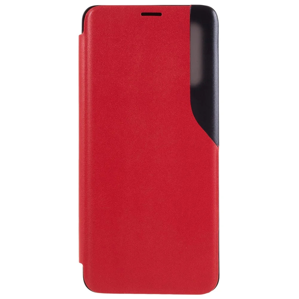 For Samsung Galaxy A32 4G (EU Version) Case View Window PU Leather Stand Cover - Red - 2