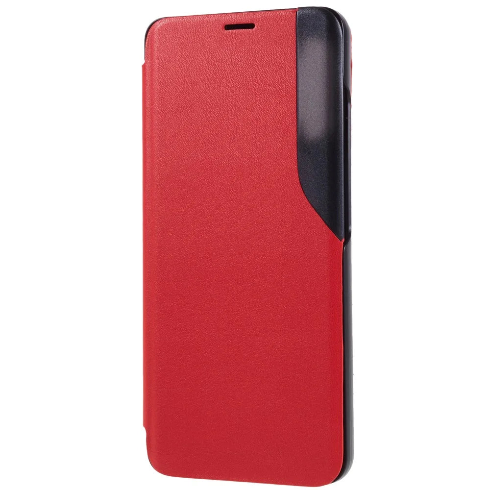 For Samsung Galaxy A32 4G (EU Version) Case View Window PU Leather Stand Cover - Red - 3