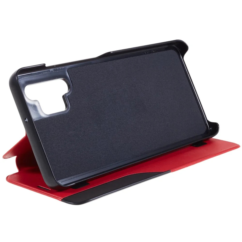 For Samsung Galaxy A32 4G (EU Version) Case View Window PU Leather Stand Cover - Red - 4