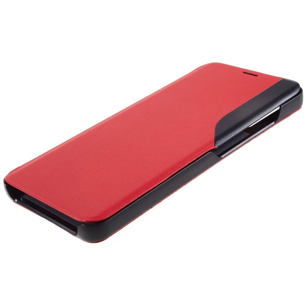 For Samsung Galaxy A32 4G (EU Version) Case View Window PU Leather Stand Cover - Red - 6