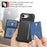 For iPhone 17e / 16e Case with Card Holder PU Leather + TPU Phone Back Cover - Black - 6