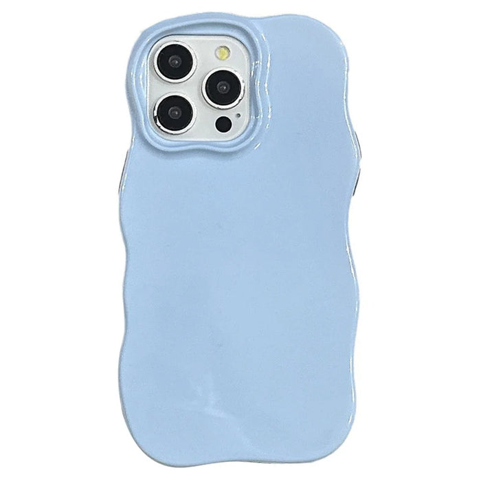 For iPhone 15 Pro Max Case Wavy Edge TPU + PC Anti Drop Phone Cover - Blue - 1