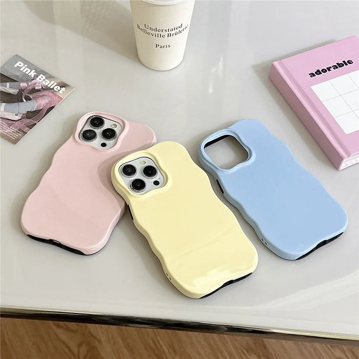 For iPhone 15 Pro Max Case Wavy Edge TPU + PC Anti Drop Phone Cover - Blue - 4