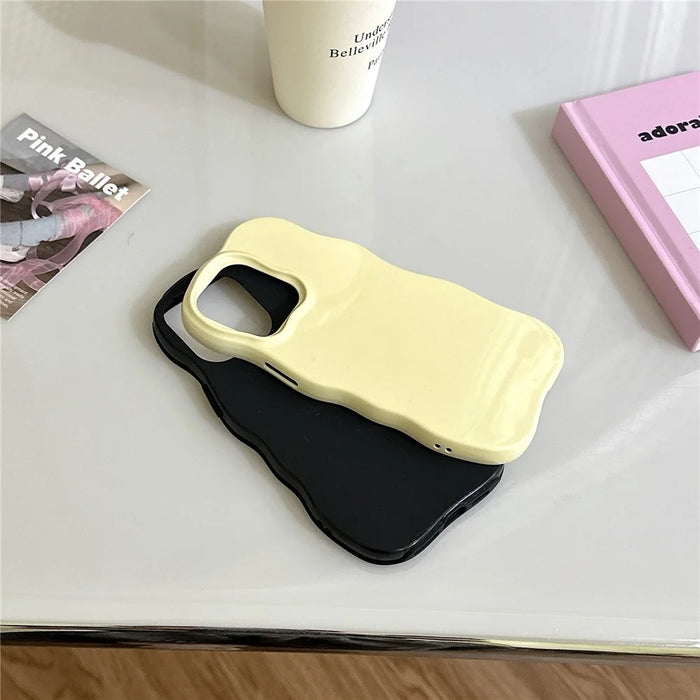 For iPhone 15 Pro Max Case Wavy Edge TPU + PC Anti Drop Phone Cover - Blue - 5