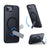 For iPhone 17e / 16e Case Compatible with MagSafe Rotating Straight Kickstand TPU + PC Matte Phone Cover - Black - 2