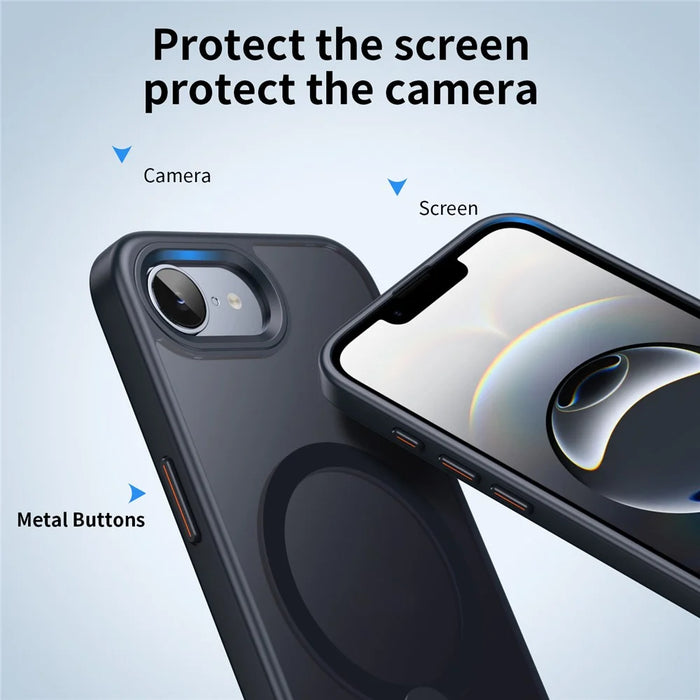 For iPhone 17e / 16e Case Compatible with MagSafe Rotating Straight Kickstand TPU + PC Matte Phone Cover - Black - 7