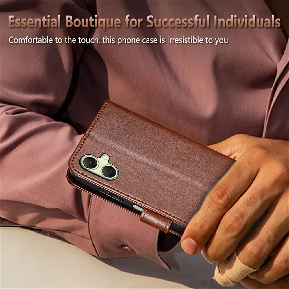 AZNS For Samsung Galaxy A06 4G Case Anti-Scratch PU Leather Stand Wallet Phone Cover - Brown - 7