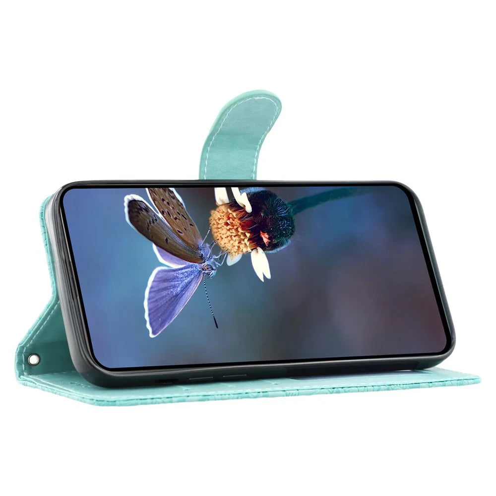 For Samsung Galaxy S24 Ultra Case Lace Flowers PU Leather Flip Wallet Phone Cover - Green - 3