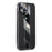For iPhone 14 Pro Max Carbon Fiber Texture Electroplated Phone Case Genuine Leather Coated TPU Drop Protection Cover - Black - 1