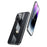 For iPhone 14 Pro Max Carbon Fiber Texture Electroplated Phone Case Genuine Leather Coated TPU Drop Protection Cover - Black - 2
