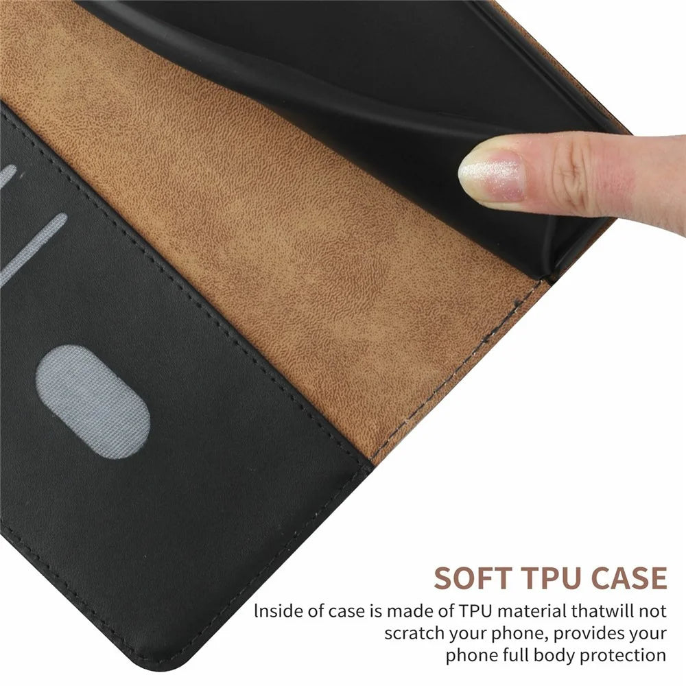 For TECNO Camon 40 Pro 4G Case Genuine Cow Leather Phone Cover Nappa Texture - Black - 4