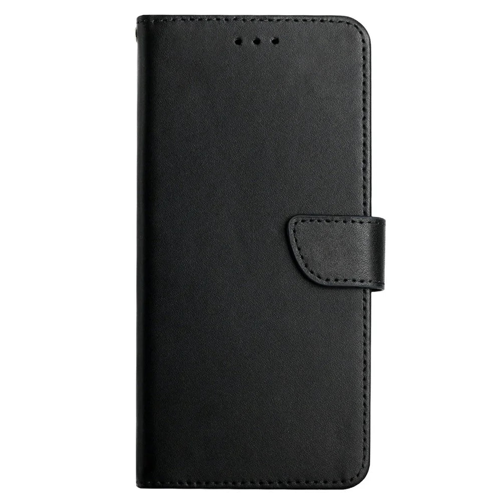 For TECNO Camon 40 Pro 4G Case Genuine Cow Leather Phone Cover Nappa Texture - Black - 7
