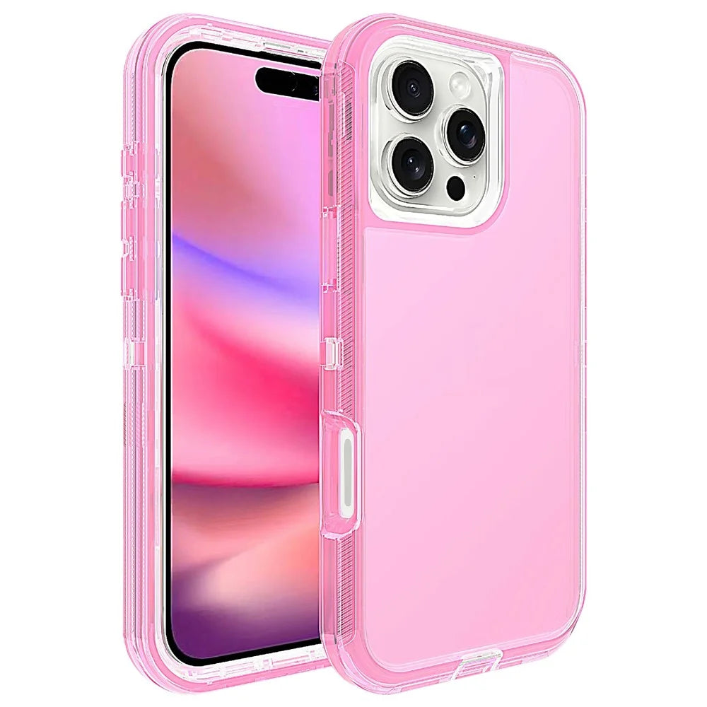 For iPhone 16 Pro Max Case 3 in 1 Detachable Shockproof TPU + PC Phone Back Cover - Transparent Red - 1