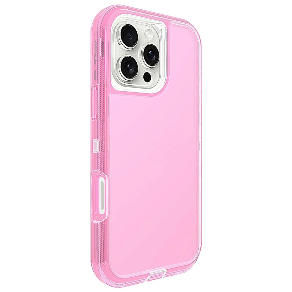 For iPhone 16 Pro Max Case 3 in 1 Detachable Shockproof TPU + PC Phone Back Cover - Transparent Red - 2