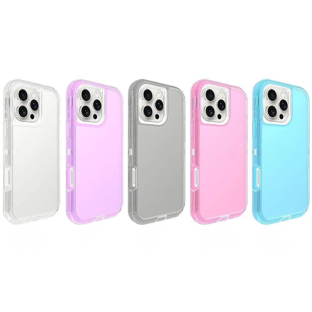 For iPhone 16 Pro Max Case 3 in 1 Detachable Shockproof TPU + PC Phone Back Cover - Transparent Red - 5