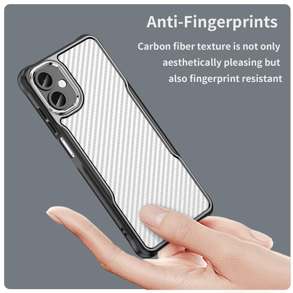 For Samsung Galaxy A06 5G Case Carbon Fiber Texture Hybrid Phone Cover - Black - 3