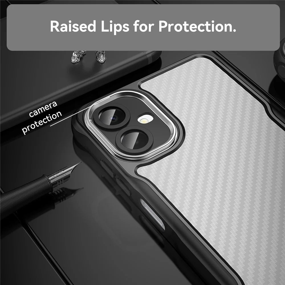 For Samsung Galaxy A06 5G Case Carbon Fiber Texture Hybrid Phone Cover - Black - 4