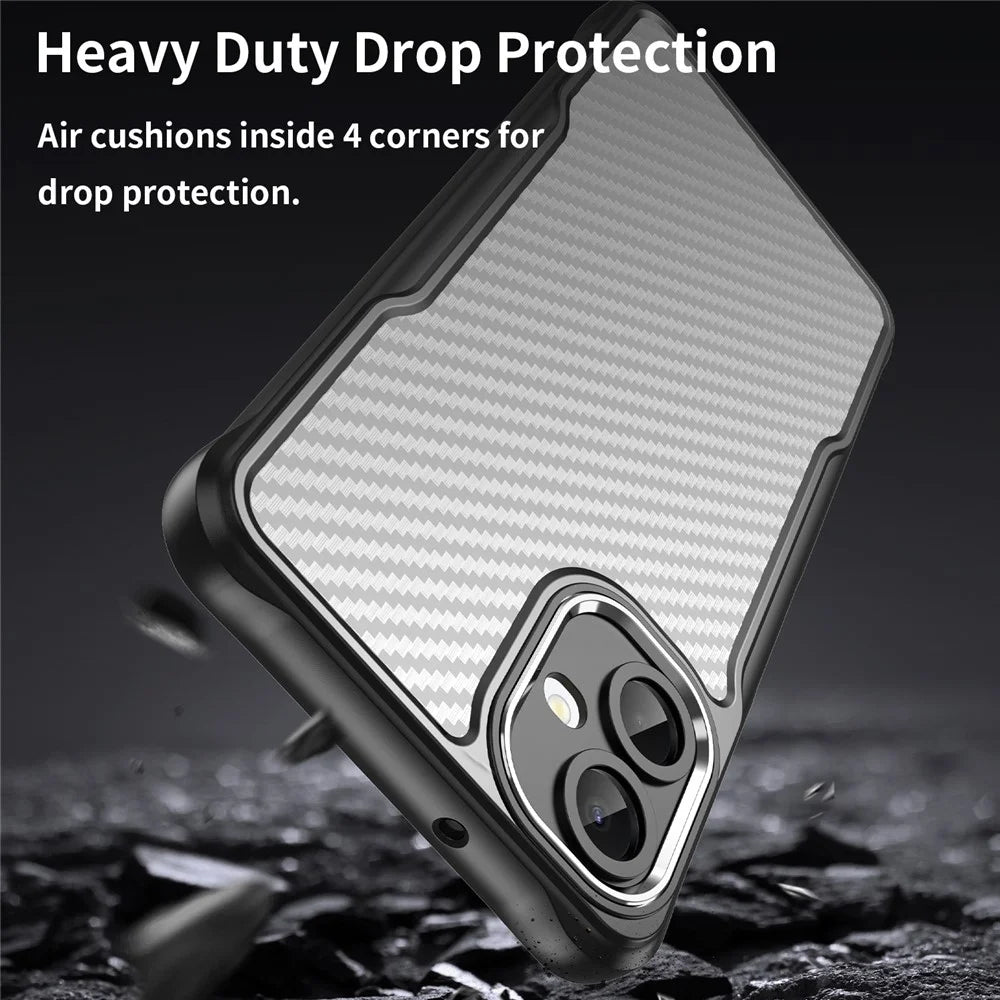 For Samsung Galaxy A06 5G Case Carbon Fiber Texture Hybrid Phone Cover - Black - 7